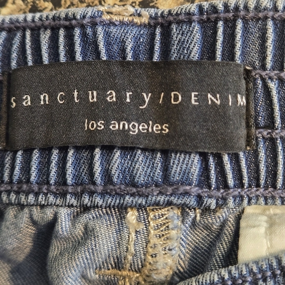 Sanctuary Los Angeles Women's XL Blue Cargo Jeans Elastic Bottom Waist & Hem - Picture 9 of 15